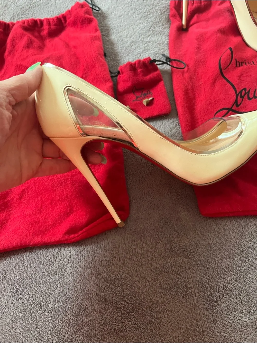 Christian Louboutin White Patent Leather Pointed Pumps